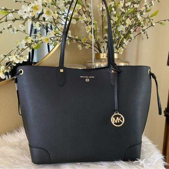 Michael Kors Black Tote Bag with Gold Accents - Picture 2 of 16